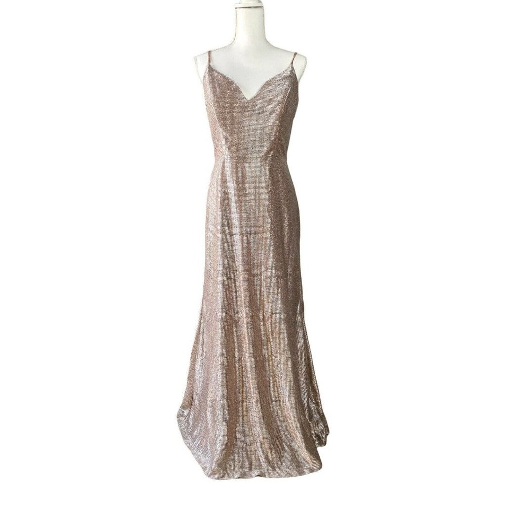 Hayley Paige Women’s Liquid Metallic Bridesmaid Dress Dusty Rose, Fits Size 8-10